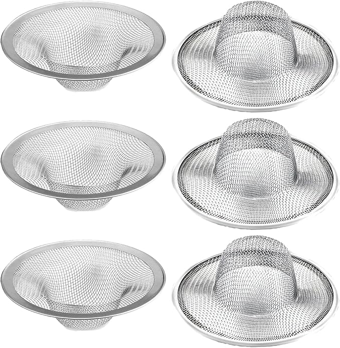 6 pcs Heavy Duty Stainless Steel Slop Basket Filter Trap, 2.75" Top / 1" Mesh