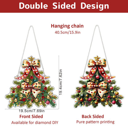 Genius maker Christmas Tree Diamond Art Hanging Kits for Adults, Diamond Painting Pendant Kits, DIY Acrylic 5D Special Shaped Crystal Diamonds Gem Art Painting Ornament for Home Wall Decor Gift