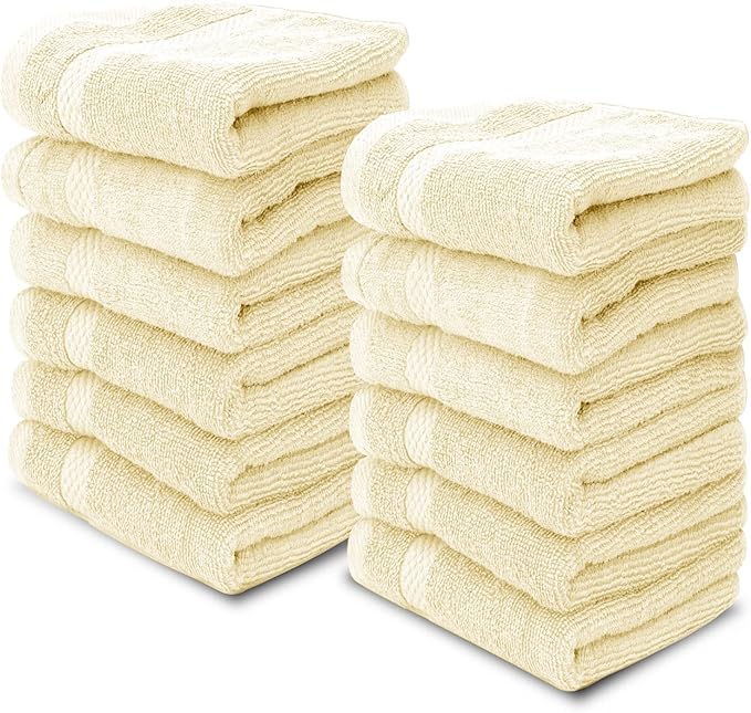 White Classic Luxury Cotton Washcloths 13x13 Inch