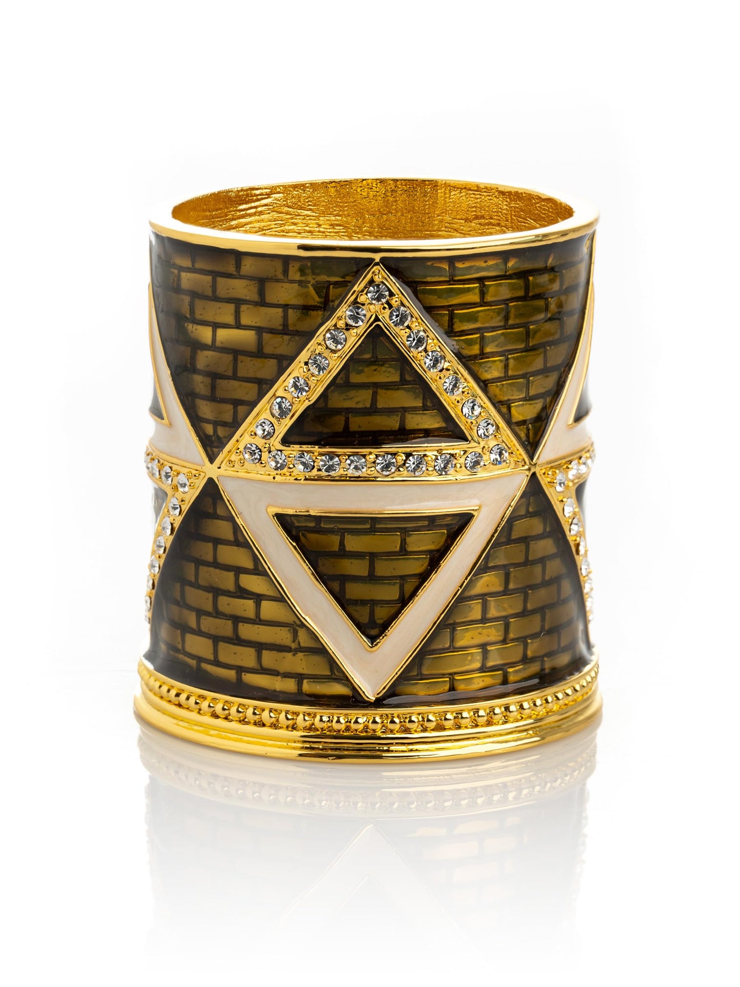 Golden Brown Decorated Candle Holder with Triangles Pattern