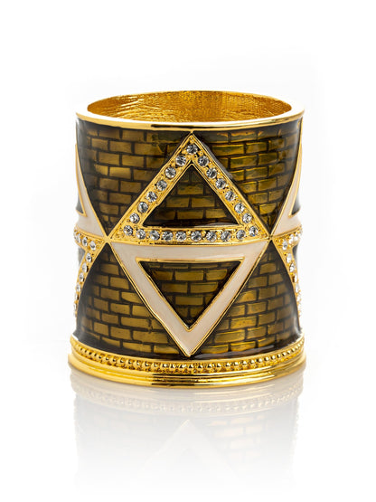 Golden Brown Decorated Candle Holder with Triangles Pattern