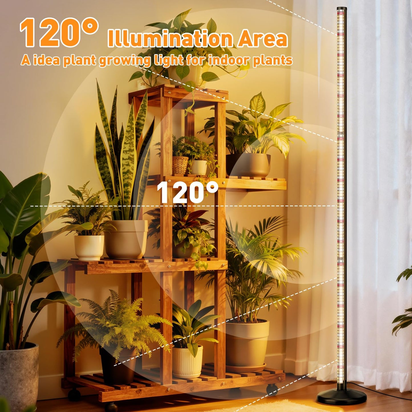 BlumWay 65 Inch Grow Lights for Indoor Plants,36W,660nm+3000K+6000K, 336 LEDs Full Spectrum LED Standing Plant Lights with 2 Timers and 10 Level Dimming Detachable Plant Growing Lamps for Greenhouse