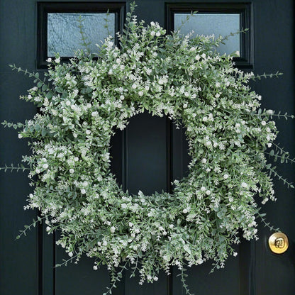 26''Large Artificial Eucalyptus Wreath for Front Door(White-Green)