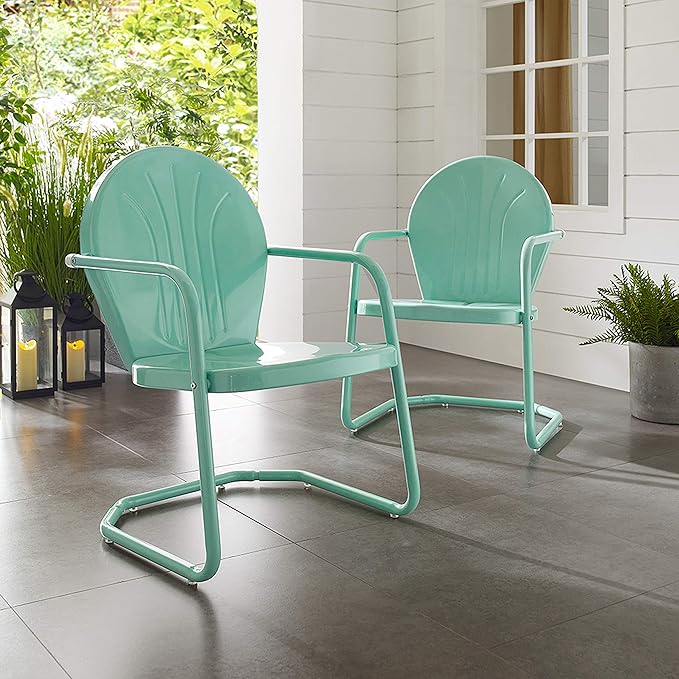Crosley Furniture Griffith Outdoor Chair, Retro Metal Patio Chairs
