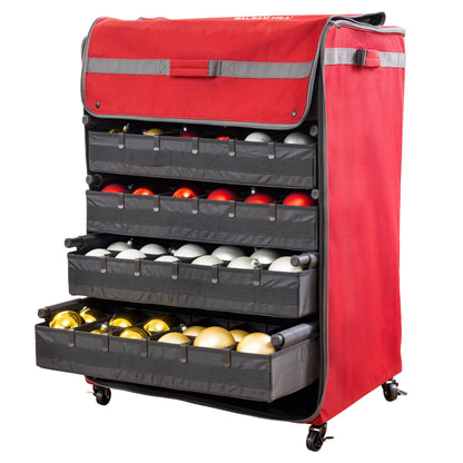 Balsam Hill Deluxe Rolling Ornament Chest - 120pc Christmas Decoration Storage with Dividers & Trays