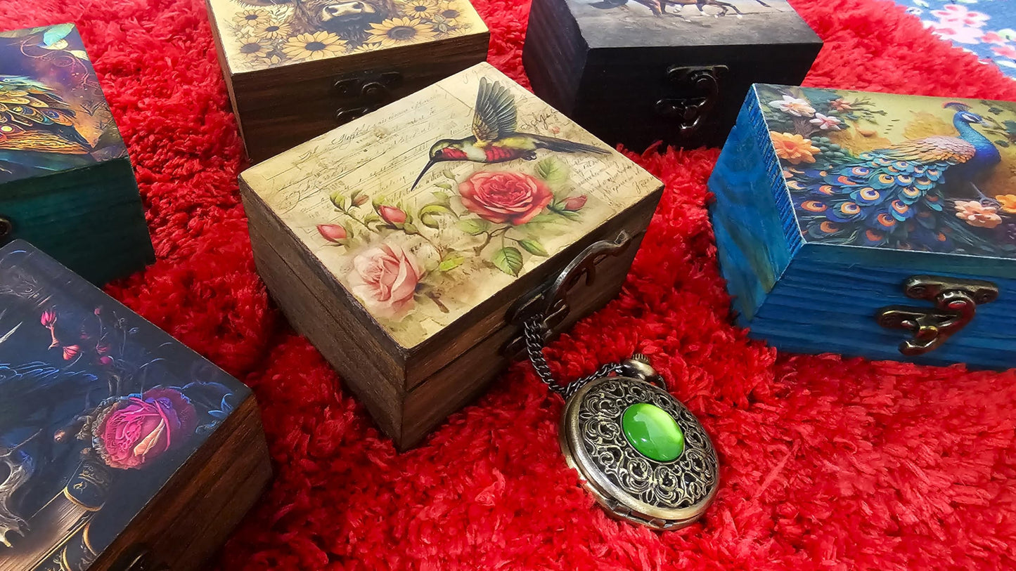 JB&C Premium Hummingbird Trinket Box Small Jewelry Keepsake Box | Earrings Necklace Storage Box for Girls Women | Bird lovers Gift Idea, Animals Ornaments for Home Décor (3HBS)
