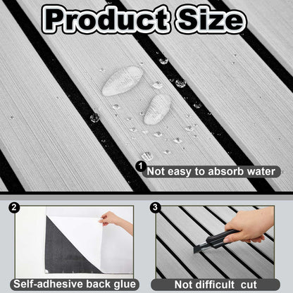 Duraaamo Boat Flooring EVA Foam 157"/ 118" x 47" Boat Decking Non Slip Marine Self Adhesive Carpet with Roller Ruler for Kayak Yacht Motorboat(Grey,157.5'' X 47.2'',Stripes)