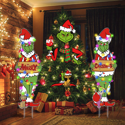 HEORIM 2 Pcs Large Christmas Outdoor Decorations with Metal Stakes Merry Christmas Yard Signs for Lawn, Garden Yard Decor
