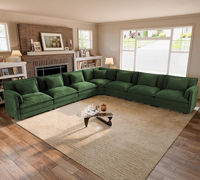 ELUCHANG 150" Oversized V-Shaped Cloud Couch Modular Sectional Sofa
