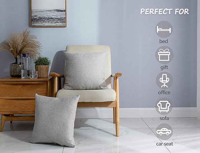 Stellhome Burlap Rectangle Throw Pillow Covers Solid Farmhouse Linen Pillowcase
