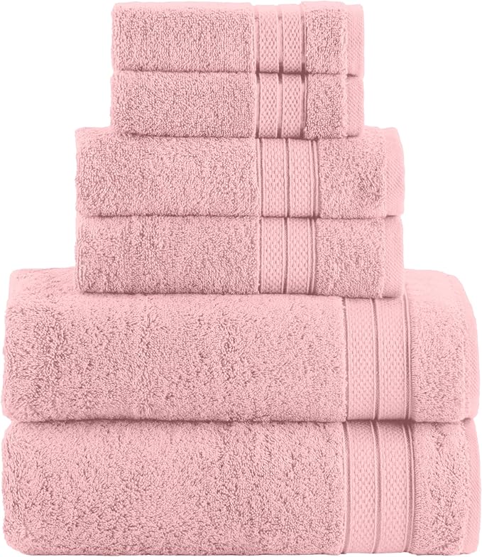 Elegant Comfort Luxury 6-Piece Towel Set, Premium Soft 100% Turkish Cotton