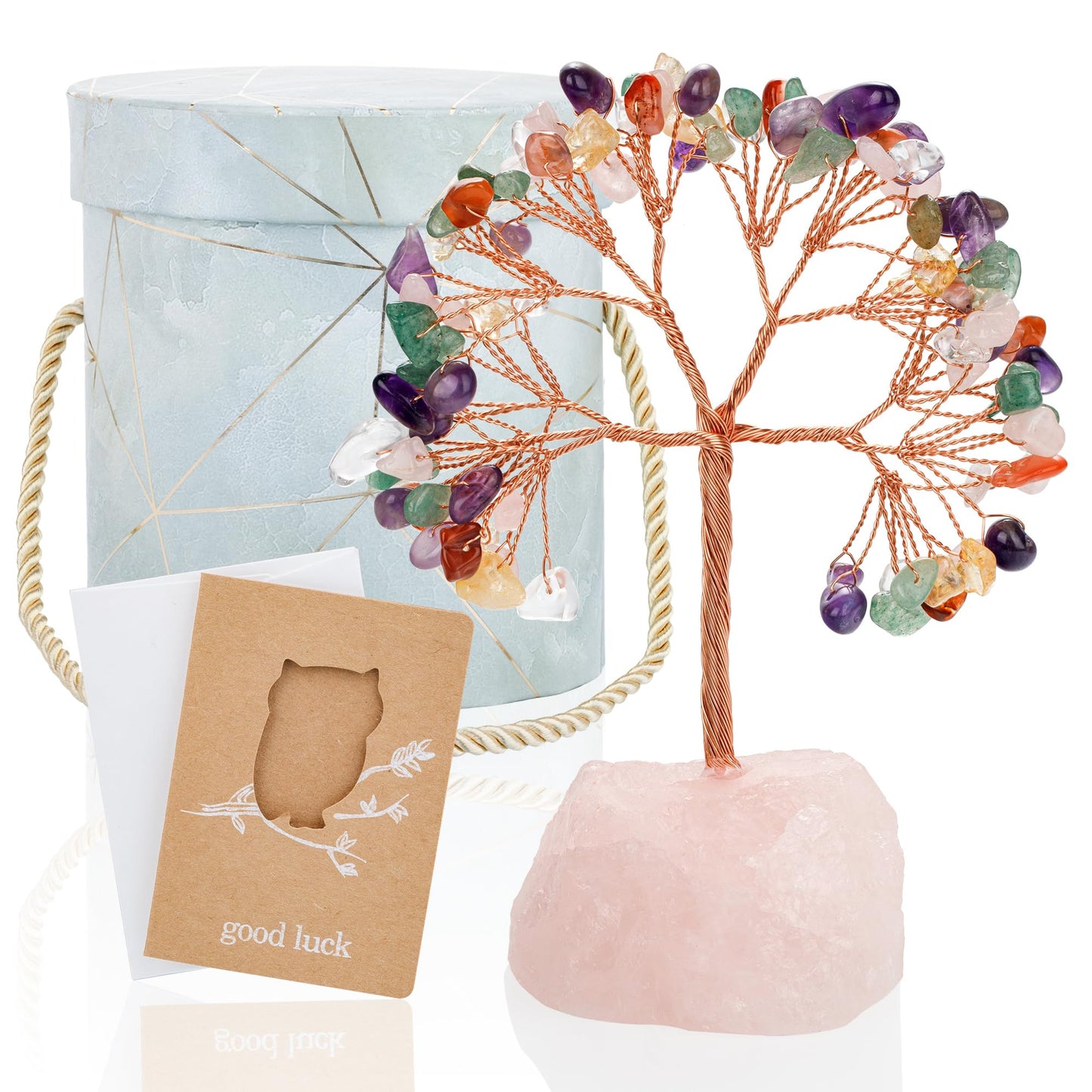 ZenBless 7 Chakra Healing Crystals Stones Tree of Life, Feng Shui Money Tree,Little Fake Bonsai Zen Spiritual Home Living Room Cubicle Office Desk Decor and Accessories for Women(Mix)