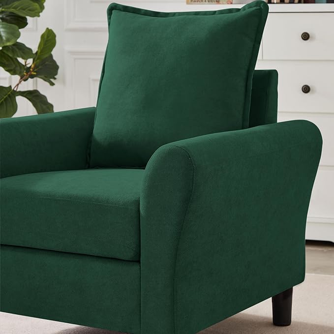 Mid-Century Accent Chairs Set of 2, Modern Linen Fabric Armchair