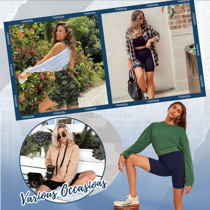 Sundwudu 4 Pack Biker Shorts for Women - 8” High Waist Tummy Control Summer Workout Shorts for Running Yoga Athletic