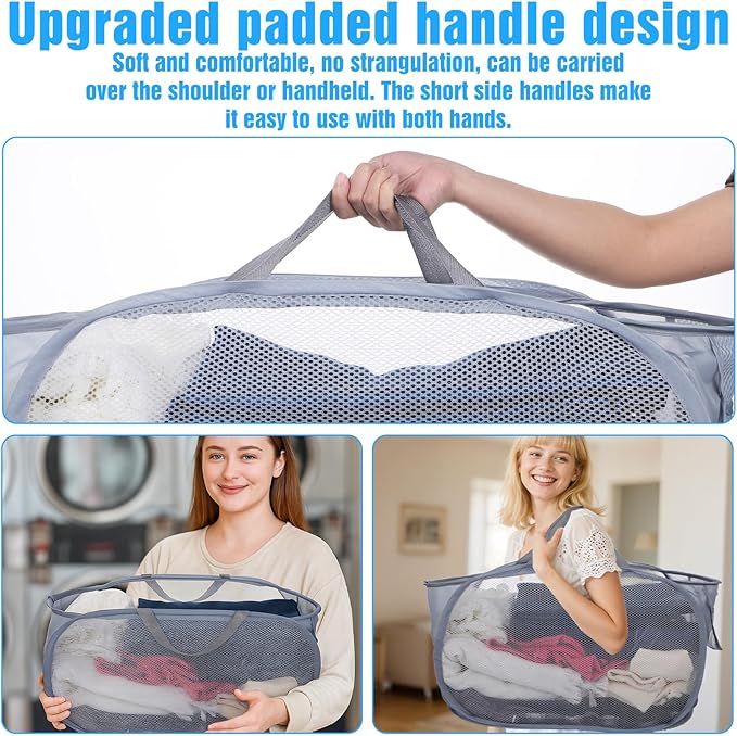 4 Pack Pop-Up Mesh Laundry Basket, Four Colors Pop Up Mesh Hamper, Open