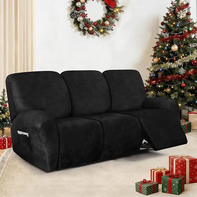 ANARACHON Leather Look Recliner Couch Cover, 8-Pieces Stretch Recliner Sofa