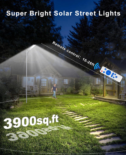JAYNLT X-12000W Solar Street Lights,6500K Commercial Parking Lot Light Dusk to Dawn,IP68 Waterproof Flood Security Street Lights Motion Sensor for PlayCourt,Farm
