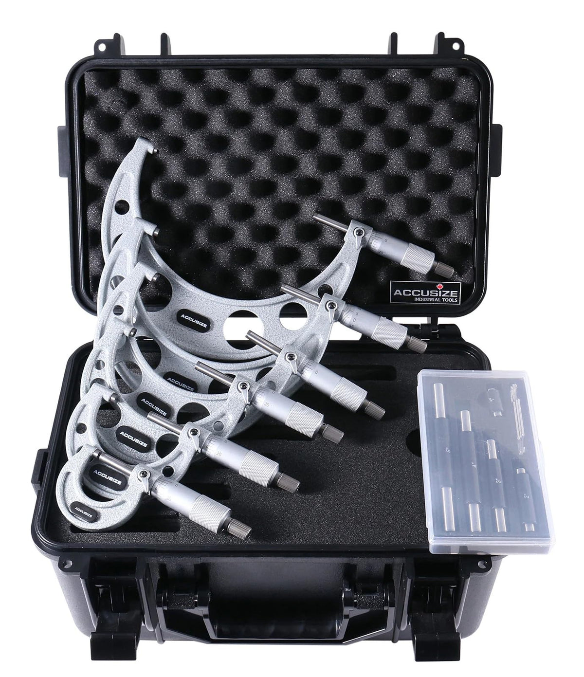 Accusize Industrial Tools 0-6 inch by 0.0001'' Ultra-Precision Outside Micrometers with Carbide Tips 6 Pc Set, Eg00-0906