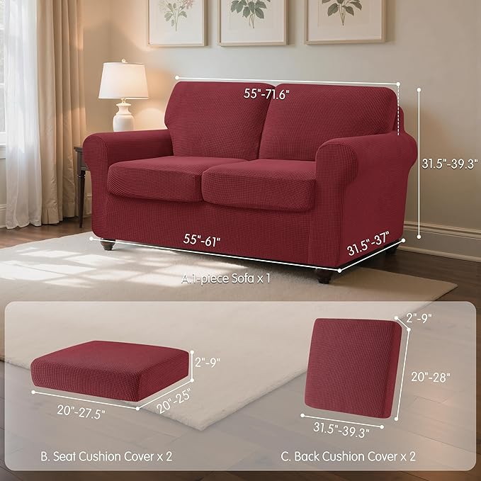 SUBRTEX 5 Pieces Stretch Sofa Slipcover Sets Couch Cover Sets Backrest Cushion