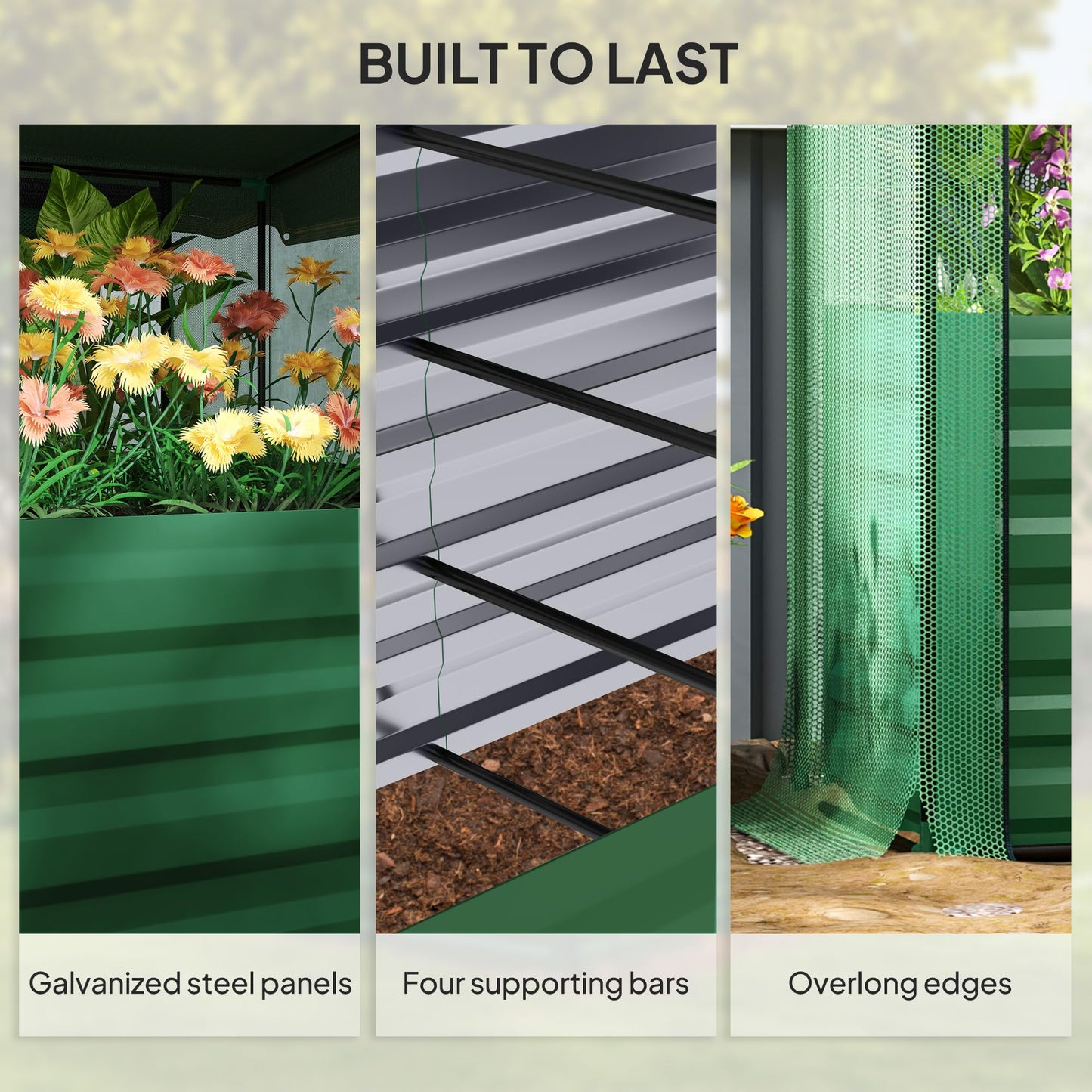 Outsunny 5.9 x 2 x 1.9 ft Galvanized Raised Garden Bed with Crop Cage Plant Protection Net and Shade Cloth Roof, Metal Planter Box with Cover for Vegetables, Flowers, Herbs, Green