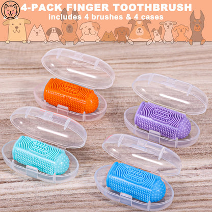 YUEYUEJIA Dog Toothbrush Finger Toothbrush Dogs Tooth Brushing Kit 4Pack Dogs Finger Toothbrushes for Dog Teeth Cleaning& Dental Care Doges Tooth Brush Pet Toothbrush