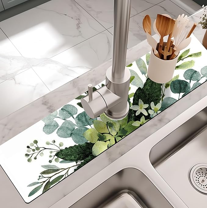 Kitchen Sink Splash Guard Faucet Mat -1 PC Super Absorbent Fast Drying Mat Sink