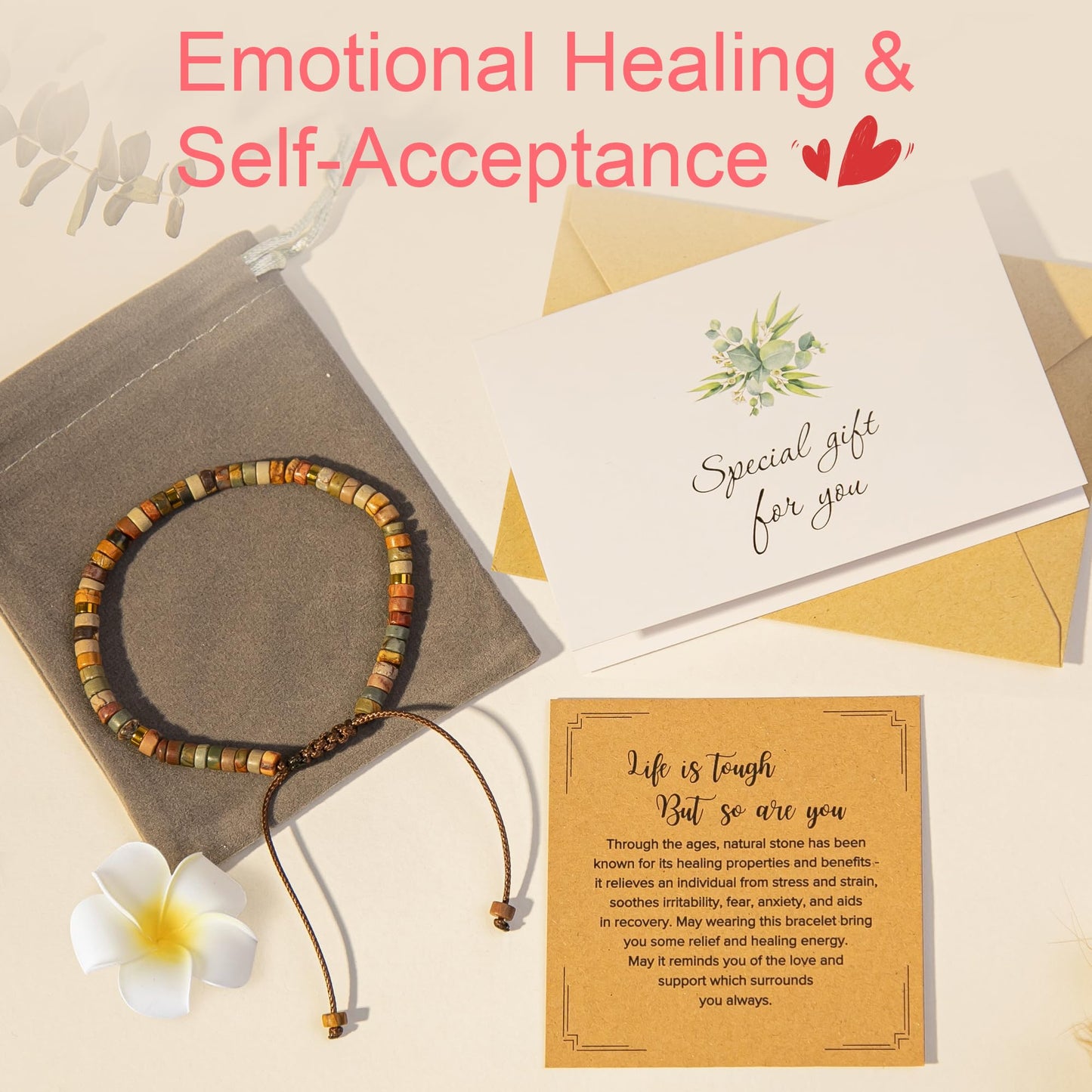 ZOKCC Inspirational Bracelets Gifts for Women - Healing Natural Stone Bracelets - Appreciation Inspirational Thank You Gifts for Coworker Teacher Employee Nurse Friends Sister Mom Aunt