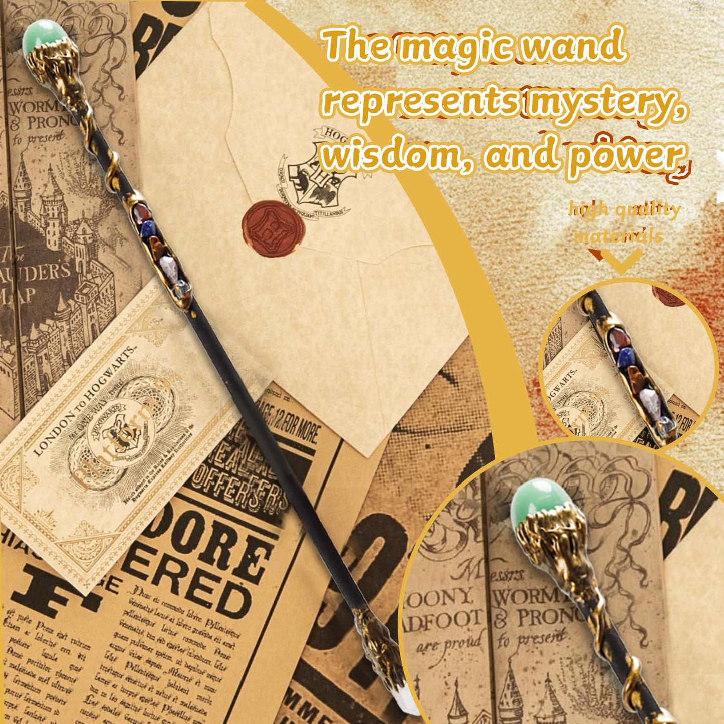 Rich Boxer Fine Handcrafted Crystal Magic Wand Green Aventurine Gemstone White Crystal Magic Wand for Witches and Wizards