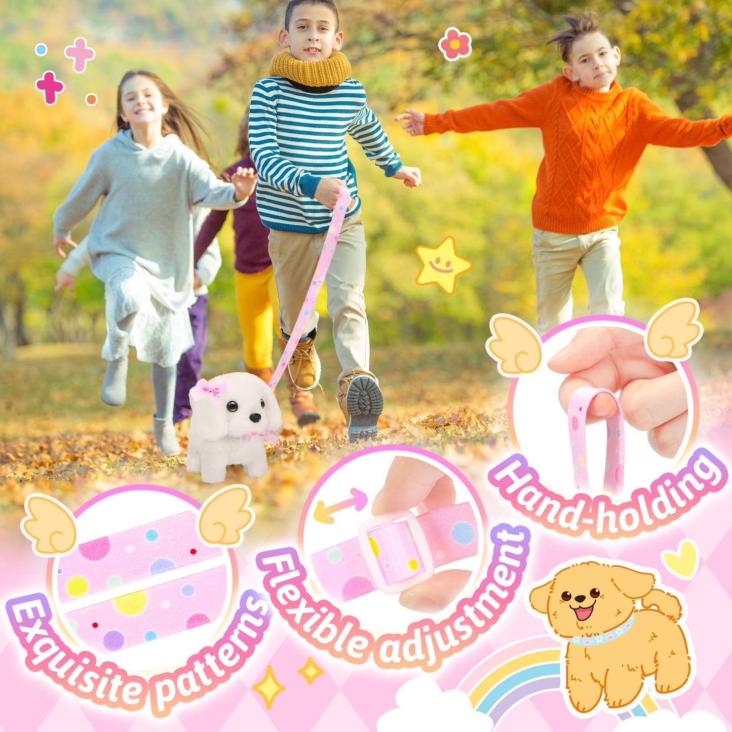 Tagitary Plush Toys Interactive Puppy Toy for Kids,Electronic Toy Dog That Walk and Bark,Tail Wagging, Fake Dog Toy with Leash,Perfect Easter Christmas Birthday Gift for Kids Toddlers