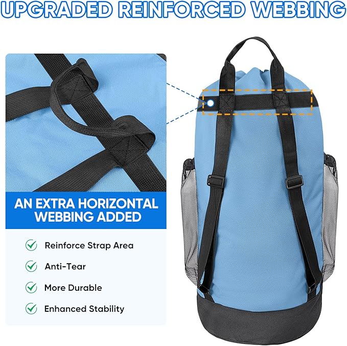BALEINE 150L Laundry Bag Backpack, 900D Oxford Fabric Large Travel Laundry Bags