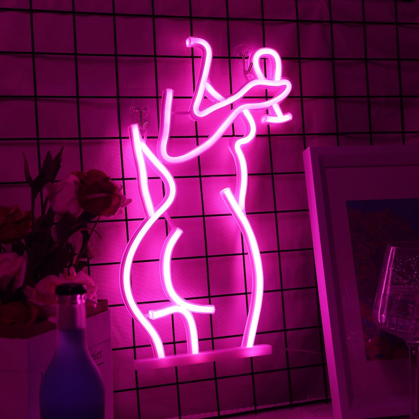 Light up Lady Neon Signs, Attivolife Dimmable LED Wall Decor Sexy Woman Neon Light, Creative Art Decoration Gifts for Girl Bedroom Home Man Cave Party Home Beer Bar Store Hotel(15.7X9.84 inch, Pink)