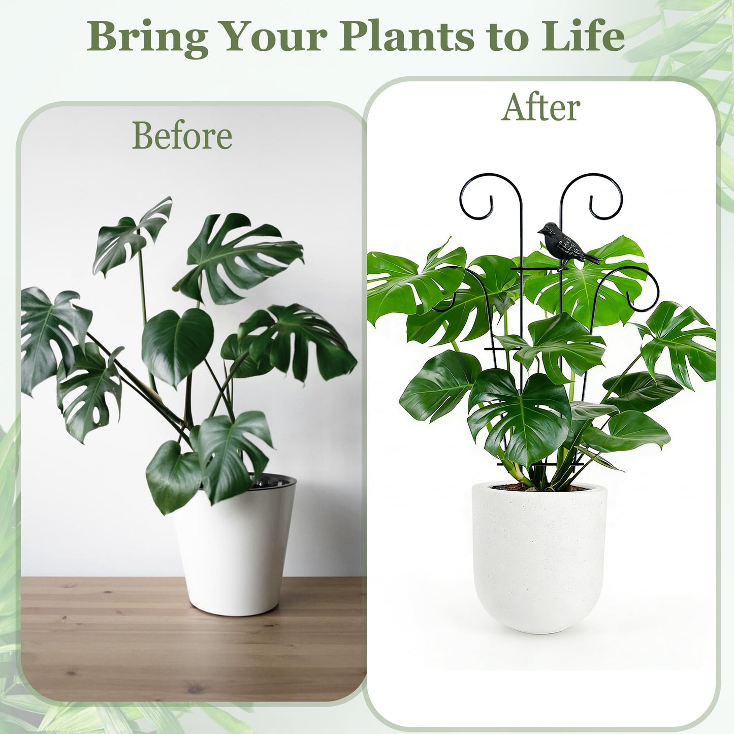 4 Pcs Metal Trellis for Potted Plants Indoor, 14.6 inch Small Garden Trellis with Bird for Climbing Plants Outdoor, Stackable Pothos Plant Climber Support for Hoya Vine Ivy Flower Plant Support