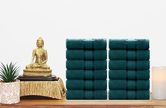 Cotton Craft Ultra Soft 12 Pack Wash Cloths 12x12 Teal Weighs 2 Ounces Each
