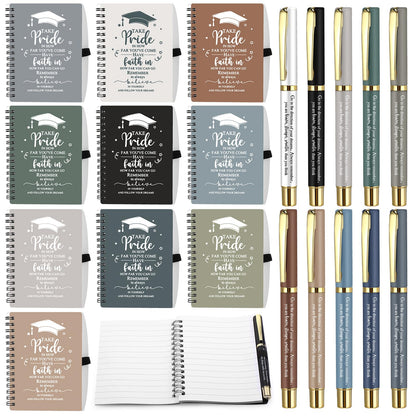 FillTouch 10 Sets 2026 Graduation Gifts Bulk Inspirational Spiral Journal with Motivational Pen Kraft Notebooks Class of 2026 Gifts for College Graduate (Boho Color)