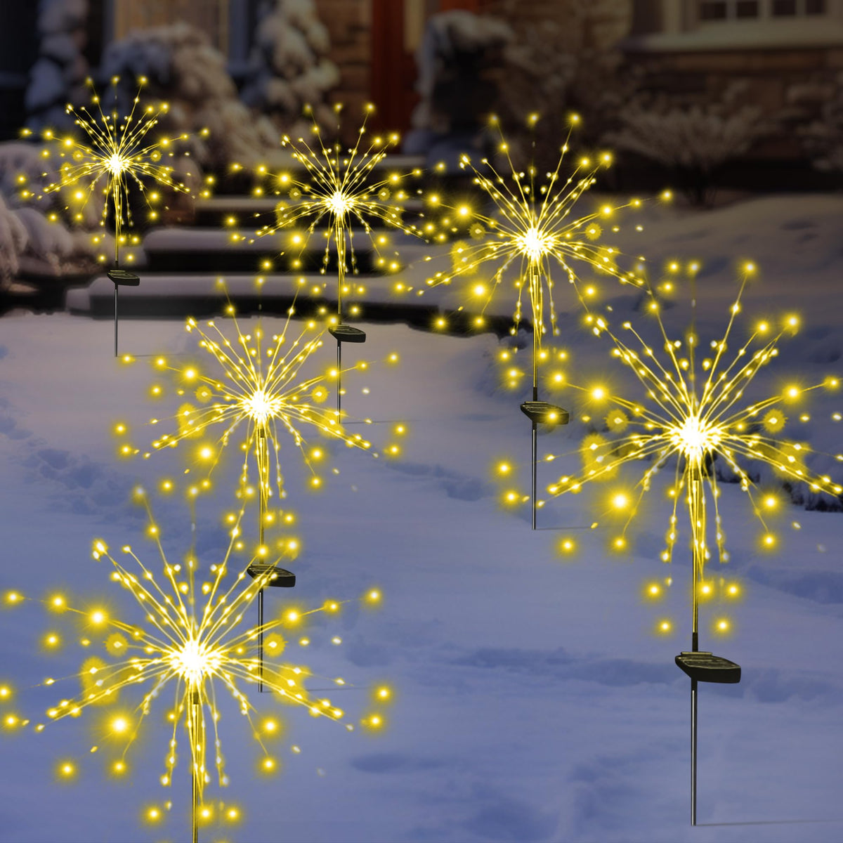 SolarEra Solar Garden Firework Lights, 4 Pack, Waterproof, 120 LED, Outdoor, Warm White, Pathway, Patio, Party Decorations