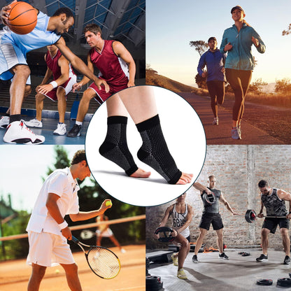 cheap4uk 4 Pairs Neuropathy Socks Compression Socks for Women & Men Plantar Fasciitis Socks Ankle Support Brace for Sprained Ankle Breathable Anti-Slip Soothe Socks for Pain Relie(White,5-7.5）