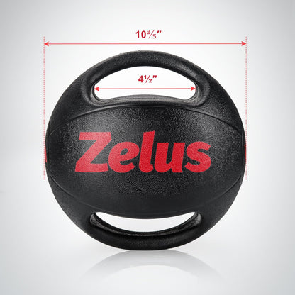 ZELUS Medicine Ball with Dual Grip| 20lb Exercise Ball |Weight Ball with Handles| Textured Grip Exercise Ball |Strength Training| Core Workouts