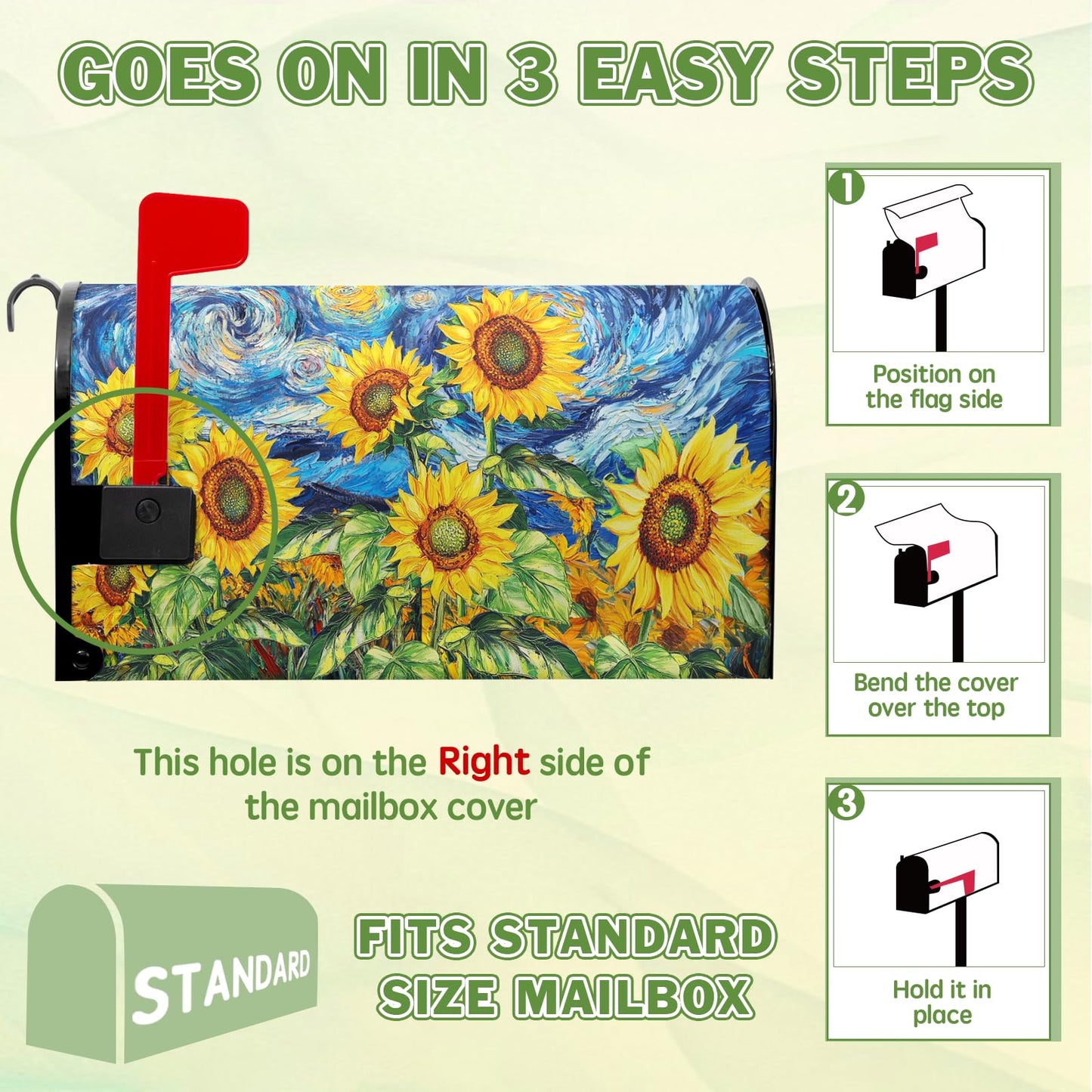 Sunflower Mailbox Cover Summer Mailbox Covers Magnetic Standard Size 21x18 inch Floral Mail Box Wrap Spring Post Letter Box Cover Decorations for Outside Garden Yard