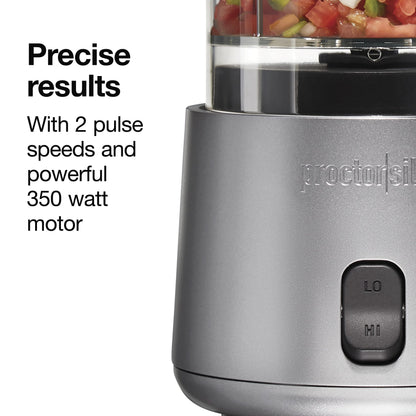 Proctor Silex Durable Electric Vegetable Chopper & Mini Food Processor for Chopping, Puree & Emulsify, 1.5 Cup, White
