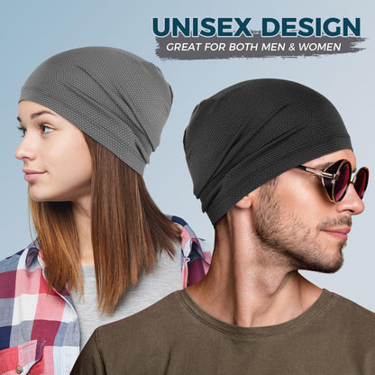 Justrideon 3-Pack Cooling Skull Caps for Men Women - Breathable Quick Dry Skull Cap Helmet Liner for Cycling Motorcycle Running Street Basketball Gym Jobsite