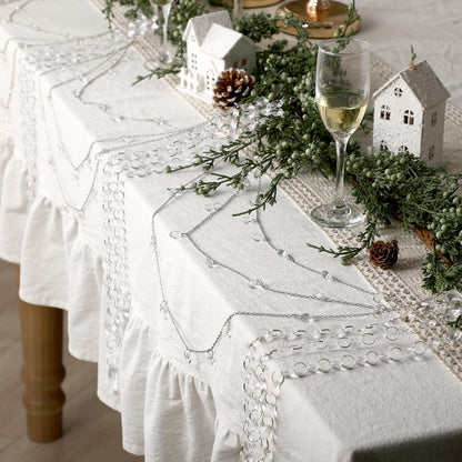 Yalikop 6 ft Crystal Tassel Garland Decoration Wedding Party Favor Ornament Clear Acrylic Hanging for Wedding Table Wall Stair Railings Winter Wonderland Decorations