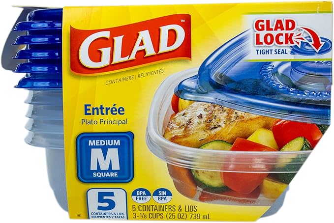 Glad GladWare Entrée Food Storage Containers, Medium Square