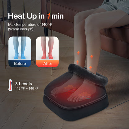 COMFIER Foot Massager with Heat, Electric Foot Warmer for Women,Men Gifts, Shiatsu Feet Massager Machine for Plantar Fasciitis,Neuropathy, 2-in-1 Foot & Back Massager, Foot Heater Fits up to 12”