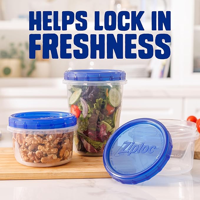 Ziploc Brand Twist n Loc Food Storage Containers, Leak Resistant Design