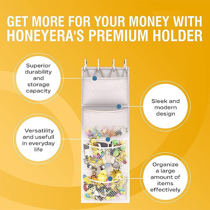 Honeyera The Original Storage for Stuffed Animals, Over Door Organizer for