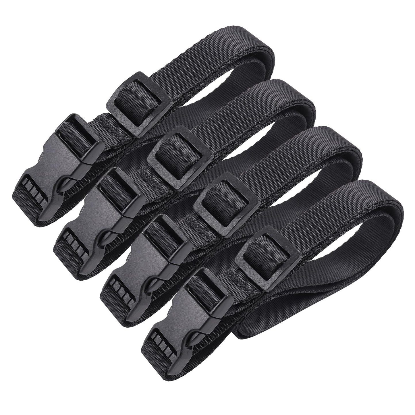 Vigorport Utility Straps Quick Release Nylon Backpack Accessory Bag Strap,Adjustable for Hiking,Travel,Outdoor Sports-4 Pack (Black, 0.75" W-40 L)