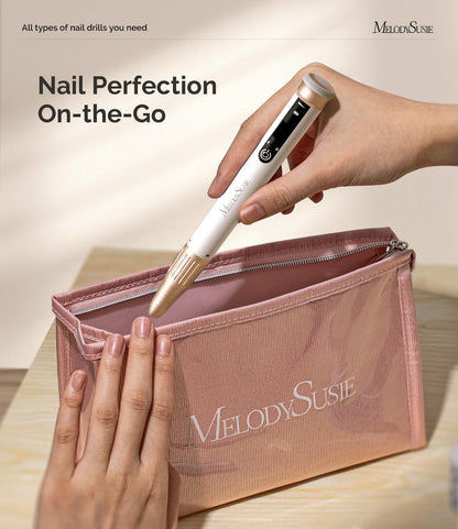 MelodySusie Professional Cordless Nail Drill SM220G Black, 30,000RPM Portable Electric Nail File, Low Noise & Low Vibration Coreless Motor, with 6 Bits & Sanding Bands Kit for Nail Salon & Home