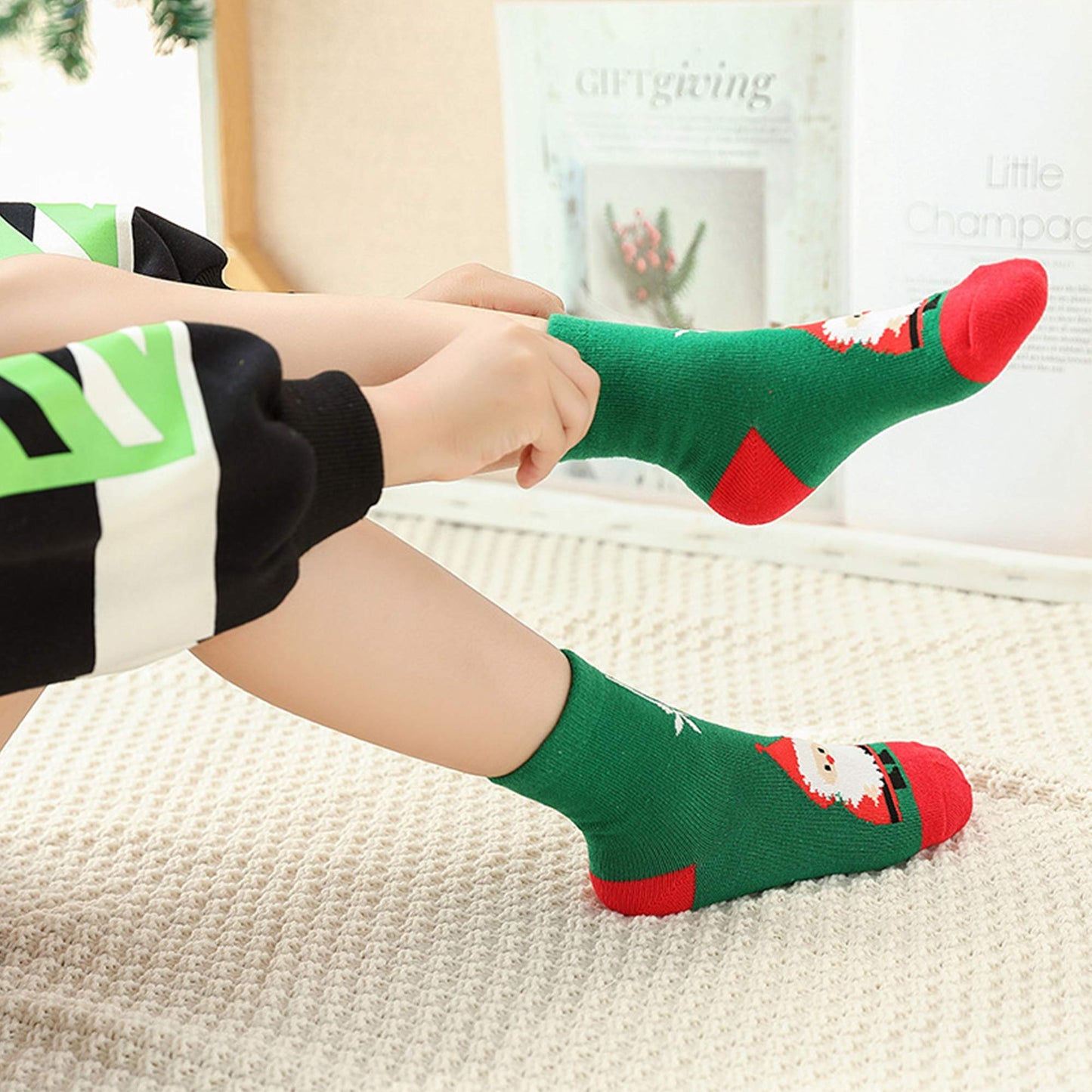 Frillybutts 5 Pack Kids Christmas Socks Boys Girls Toddler Baby Adult Family Cotton Xmas Socks
