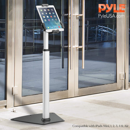 Pyle PSPADLK8 Anti-Theft Tablet Security Stand Kiosk - Table Mount Desktop Tablet Case Holder with Lock, Adjustable Clamp Arm, Internal Cable Routing, for iPad, Kindle, Samsung, Android Tablets
