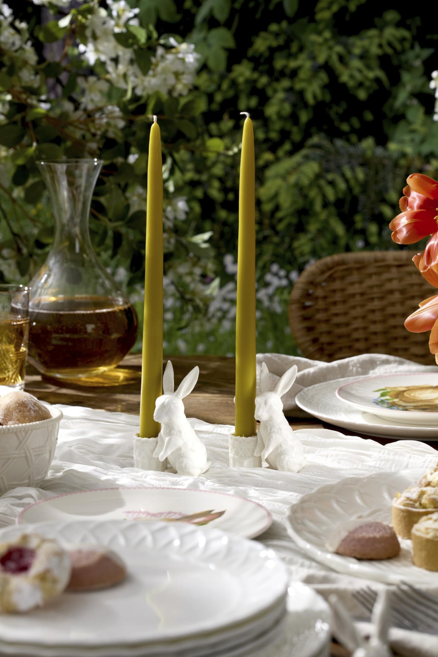 Lenox 897943 Wicker Creek Bunny Candle Holders, Set of 2, Easter Home Decor